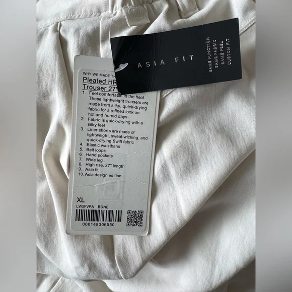 NWT Rare Lululemon Asia Fit Pleated High-Rise Wide-Leg Trouser 27" Size XL - Picture 10 of 12